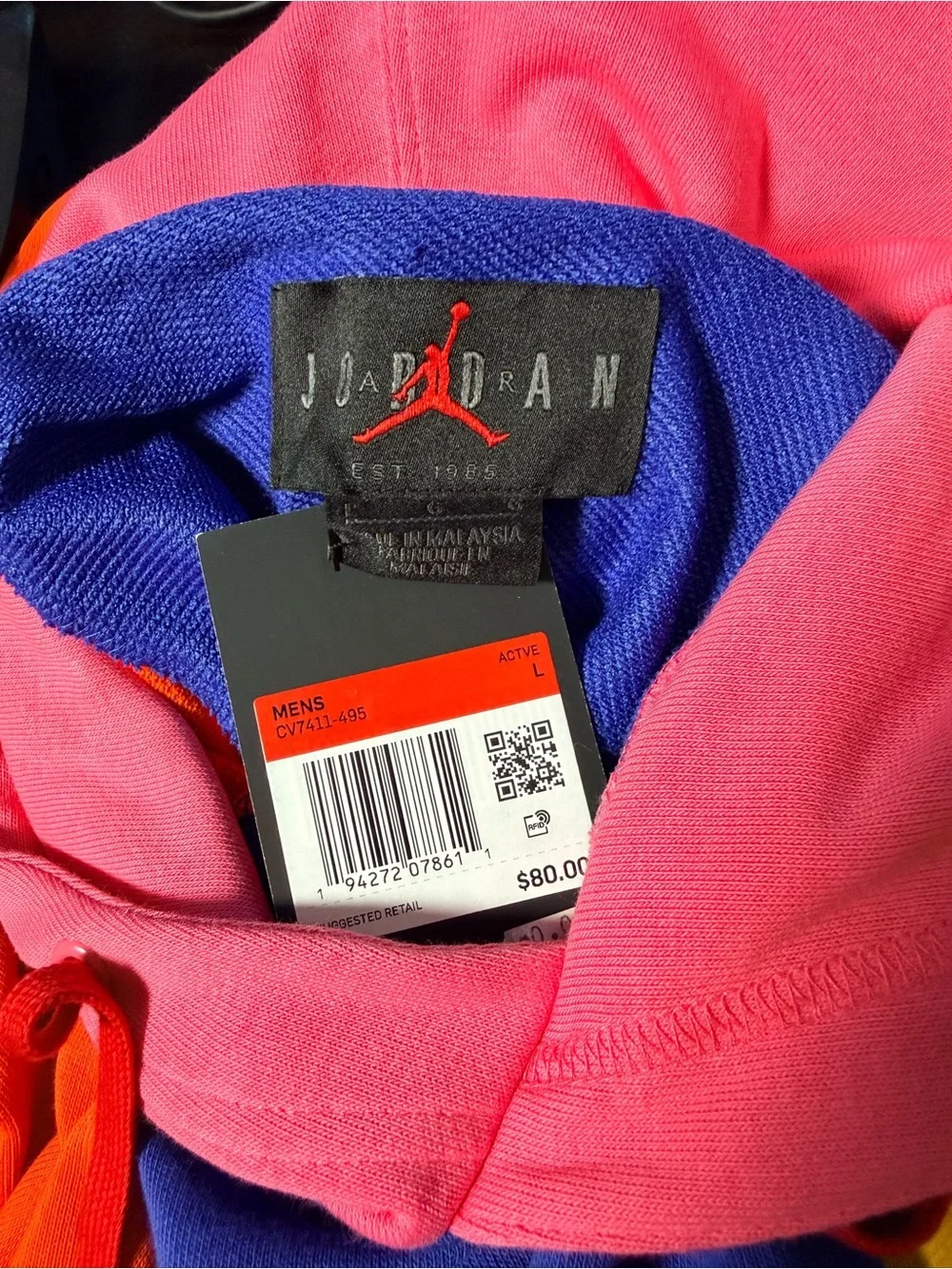 Nike Air Jordan Jumpman Classics Pullover Hoodie Blue Multi NWT Size Large